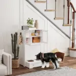 Dog Feeding Station with Two Storage Cabinets, 2 Elevated Dog Bowls, Side Hooks, Anti-tip Kit, for Feeding and Watering - Image 2