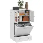 Dog Feeding Station with Two Storage Cabinets, 2 Elevated Dog Bowls, Side Hooks, Anti-tip Kit, for Feeding and Watering - Image 11