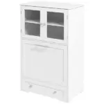 Dog Feeding Station with Two Storage Cabinets, 2 Elevated Dog Bowls, Side Hooks, Anti-tip Kit, for Feeding and Watering