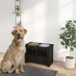 Dog Food Storage Cabinet with Bowls and Dog Feeding Station, Black - Image 2