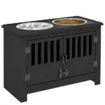 Dog Food Storage Cabinet with Bowls and Dog Feeding Station, Black - Image 11