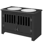 Dog Food Storage Cabinet with Bowls and Dog Feeding Station, Black
