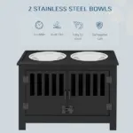 Dog Food Storage Cabinet with Bowls and Dog Feeding Station, Black - Image 4
