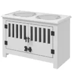 Dog Food Storage Cabinet with Bowls and Dog Feeding Station, White