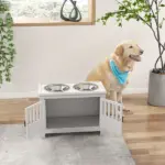 Dog Food Storage Cabinet with Bowls and Dog Feeding Station, White - Image 8