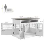 Dog Kennel Furniture Side End Table with Storage Double Doors Small Medium Dogs White - Image 3