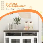 Dog Kennel Furniture Side End Table with Storage Double Doors Small Medium Dogs White - Image 7