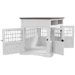 Dog Kennel Furniture Side End Table with Storage Double Doors Small Medium Dogs White - Image 9