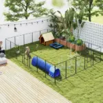 Dog Playpen for Indoor Outdoor, 24 Panels 39" H Puppy Playpen with Lockable Door, DIY Shape Pet Exercise Fence, Black - Image 2