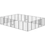 Dog Playpen for Indoor Outdoor, 24 Panels 44.5" H Puppy Playpen with Lockable Door, DIY Shape Pet Exercise Fence, Black
