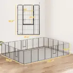 Dog Playpen for Indoor Outdoor, 24 Panels 44.5" H Puppy Playpen with Lockable Door, DIY Shape Pet Exercise Fence, Black - Image 3