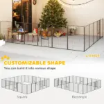 Dog Playpen for Indoor Outdoor, 24 Panels 44.5" H Puppy Playpen with Lockable Door, DIY Shape Pet Exercise Fence, Black - Image 4