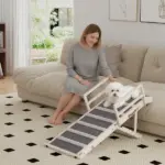 PawHut Dog Ramp, Folding Pet Ramp, 4 Adjustable Height from 15" to 19", Dog Step with Side Rails for Small to Large Pets - Image 2