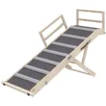 PawHut Dog Ramp, Folding Pet Ramp, 4 Adjustable Height from 15" to 19", Dog Step with Side Rails for Small to Large Pets
