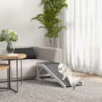 Dog Ramp for Bed Pet Access Non-Slip Carpet Top Platform 49 x 16 x 14 White - Image 2