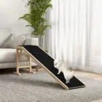 Dog Ramp Pet Ramp for Bed, Non-Slip Carpet, Top Platform, 74" x 16" x 25", Natural - Image 2