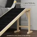 Dog Ramp Pet Ramp for Bed, Non-Slip Carpet, Top Platform, 74" x 16" x 25", Natural - Image 4