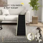 Dog Ramp Pet Ramp for Bed, Non-Slip Carpet, Top Platform, 74" x 16" x 25", Natural - Image 5
