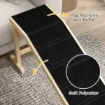 Dog Ramp Pet Ramp for Bed, Non-Slip Carpet, Top Platform, 74" x 16" x 25", Natural - Image 6
