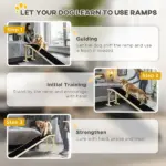 Dog Ramp Pet Ramp for Bed, Non-Slip Carpet, Top Platform, 74" x 16" x 25", Natural - Image 7