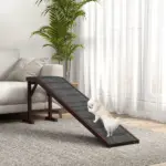 PawHut Dog Ramp Pet Ramp for Bed with Non-Slip Carpet, Top Platform, 74" x 16" x 25", Brown - Image 2