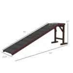 PawHut Dog Ramp Pet Ramp for Bed with Non-Slip Carpet, Top Platform, 74" x 16" x 25", Brown - Image 3