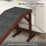PawHut Dog Ramp Pet Ramp for Bed with Non-Slip Carpet, Top Platform, 74" x 16" x 25", Brown - Image 4