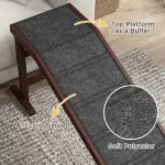 PawHut Dog Ramp Pet Ramp for Bed with Non-Slip Carpet, Top Platform, 74" x 16" x 25", Brown - Image 6