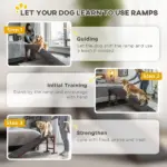 PawHut Dog Ramp Pet Ramp for Bed with Non-Slip Carpet, Top Platform, 74" x 16" x 25", Brown - Image 7