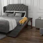 PawHut Dog Ramp Pet Ramp for Bed with Non-Slip Carpet, Top Platform, 74" x 16" x 25", Brown - Image 10