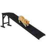 Dog Ramp w/ Non-Slip Carpet and Top Platform, 74" x 16" x 25", Black - Image 11