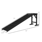 Dog Ramp w/ Non-Slip Carpet and Top Platform, 74" x 16" x 25", Black - Image 3