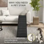 Dog Ramp w/ Non-Slip Carpet and Top Platform, 74" x 16" x 25", Black - Image 5