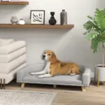 PawHut Dog Sofa Couch Bed with Washable Cushion for Large Dogs, Cats, Gray - Image 2