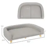 PawHut Dog Sofa Couch Bed with Washable Cushion for Large Dogs, Cats, Gray - Image 3