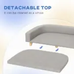 PawHut Dog Sofa Couch Bed with Washable Cushion for Large Dogs, Cats, Gray - Image 5