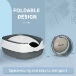 Dome Covered Cat Litter Box, Sleek Design with Lid, White and Gray - Image 7