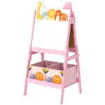 Double Sided Kids Easel with Whiteboard, Chalkboard and Storage Boxes, Pink