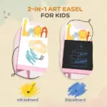 Double Sided Kids Easel with Whiteboard, Chalkboard and Storage Boxes, Pink - Image 4