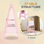 Double Sided Kids Easel with Whiteboard, Chalkboard and Storage Boxes, Pink - Image 7