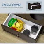 Double Elevated Dog Bowls for Large Dogs, Raised Dog Feeding Station with 2 Stainless Steel Bowls, Storage Drawer and Wood Stand for Cats, Brown - Image 5