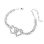 Double Heart Crystal Anklet Bracelet with Rhinestone Accents - Image 12