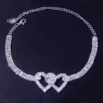 Double Heart Crystal Anklet Bracelet with Rhinestone Accents - Image 3