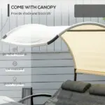 Double Rocking Bed Outdoor Chaise Sun Lounger with Canopy Light Gray - Image 4