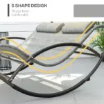 Double Rocking Bed Outdoor Chaise Sun Lounger with Canopy Light Gray - Image 5