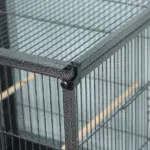 PawHut Double Rolling Metal Bird Cage Large 40.25" H with Storage Shelf Wood Perch Food Container Wheels Black Gray - Image 8