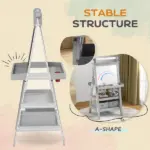 Double Sided Easel for Kids, Standing Toddler Easel with Paper Roll, Magnetic Whiteboard, Chalkboard and Storage, Gray - Image 7