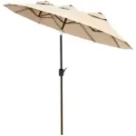 Outsunny Double-sided Patio Umbrella 9.5' Outdoor Market Umbrella with Push Button Tilt and Crank, 3 Air Vents and 12 Ribs, for Garden, Deck, Pool - Image 11
