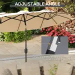 Outsunny Double-sided Patio Umbrella 9.5' Outdoor Market Umbrella with Push Button Tilt and Crank, 3 Air Vents and 12 Ribs, for Garden, Deck, Pool - Image 4