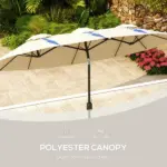 Outsunny Double-sided Patio Umbrella 9.5' Outdoor Market Umbrella with Push Button Tilt and Crank, 3 Air Vents and 12 Ribs, for Garden, Deck, Pool - Image 7